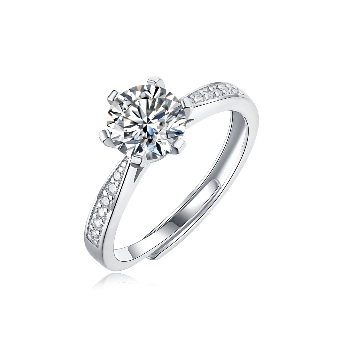 Small Square Adjustable Open Ring With Moissanite Halo Setting – image 9