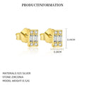 Small Square Cubic Zirconia Stud Earrings – image 5
