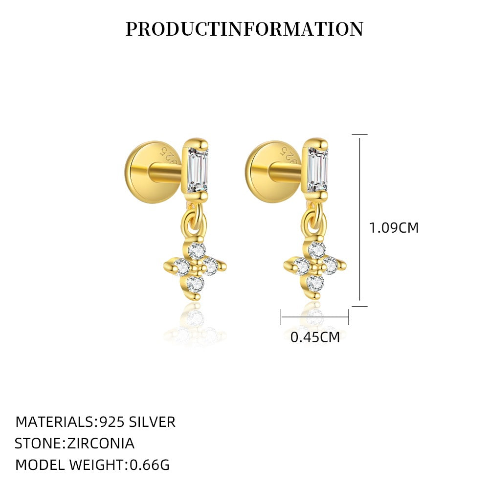 Small Square Cubic Zirconia Stud Earrings – image 9