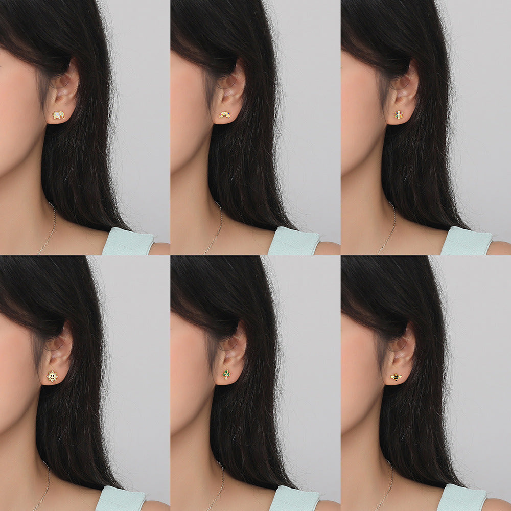 Small Stud Earrings with Colorful Cubic Zirconia – detail view 3