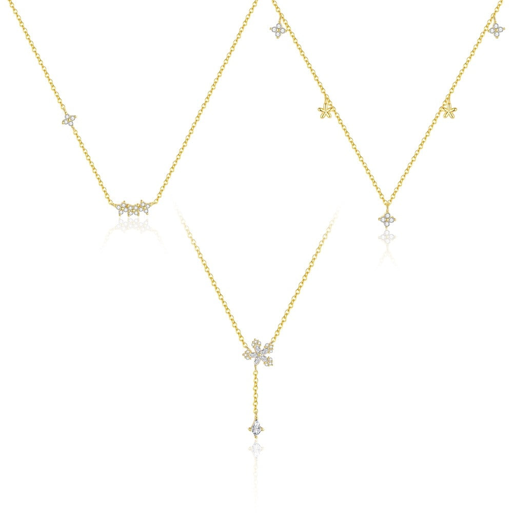 Floral Sparkling Zircon Necklace
