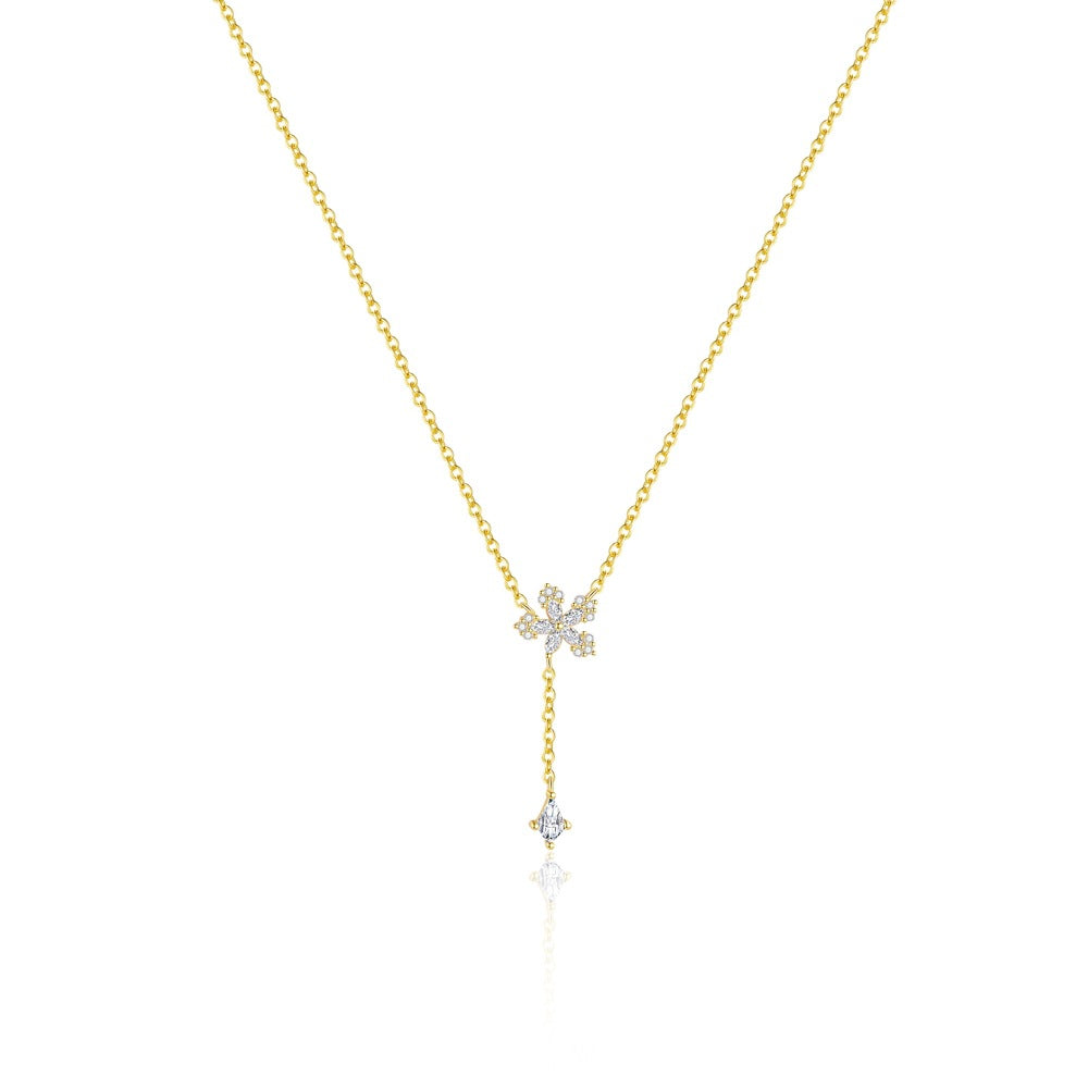Floral Sparkling Zircon Necklace – wholesale silver necklaces