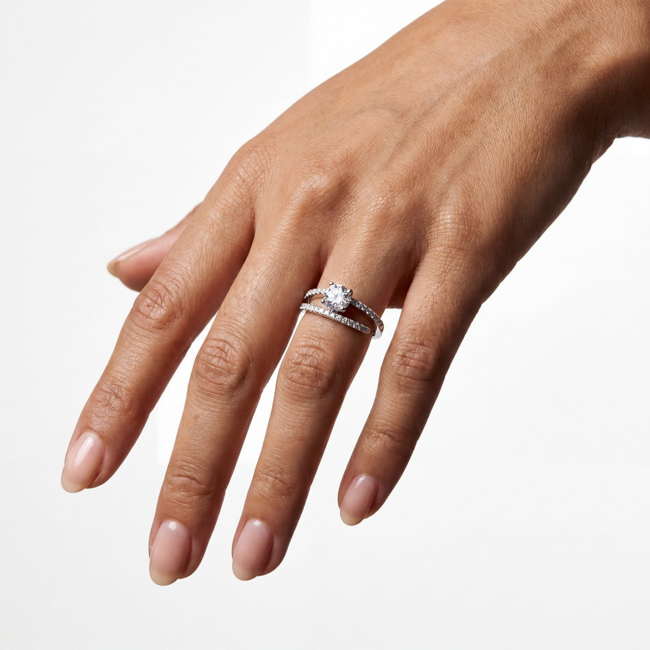 Round Lab Grown Diamond Split Shank Ring – image 4