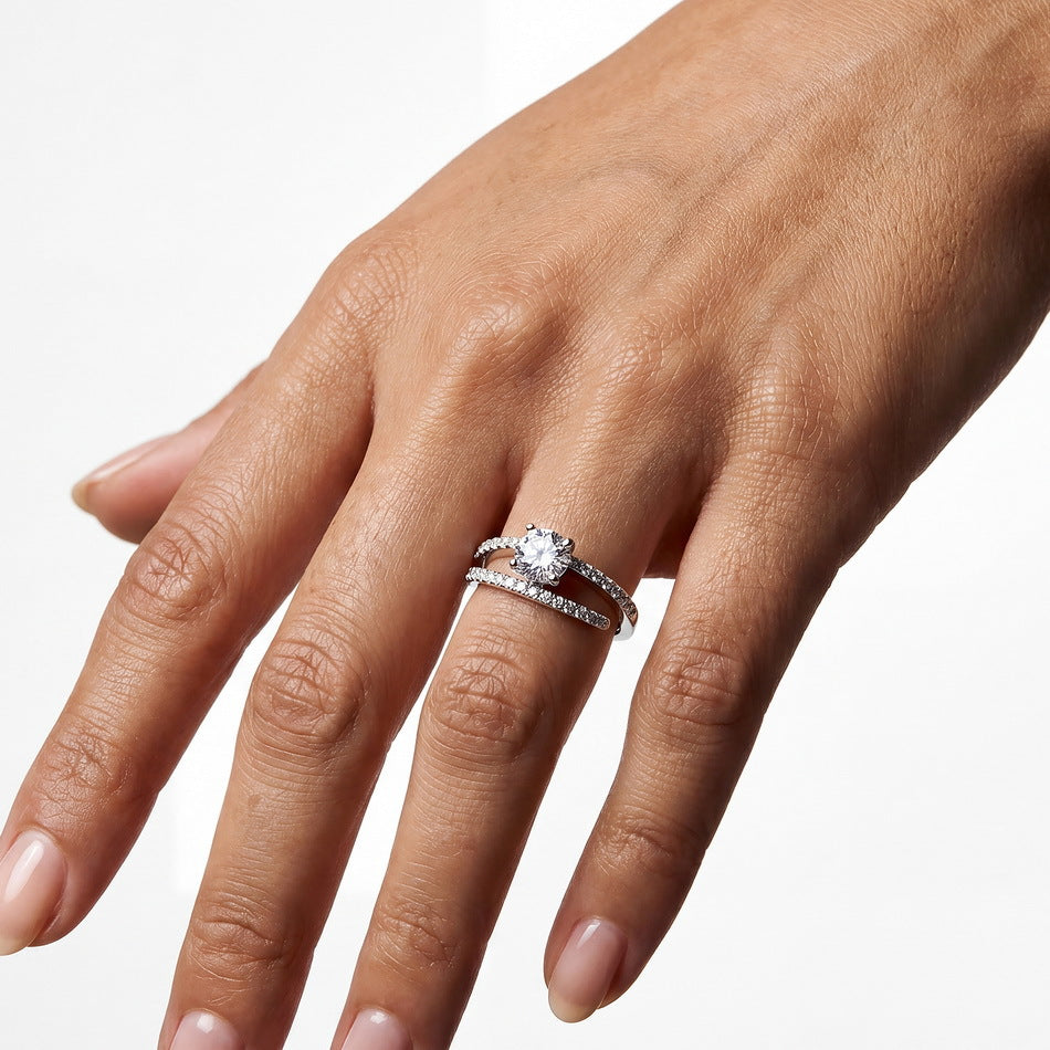 Round Lab Grown Diamond Split Shank Ring – image 5