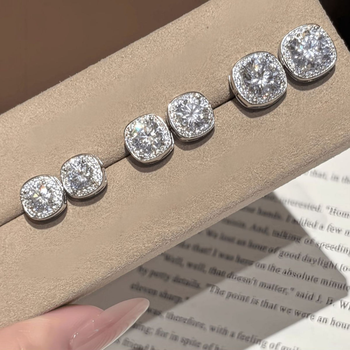 Square-Cut Moissanite Stud Earrings