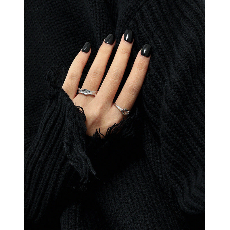 Textured Square CZ Open Ring – image 4