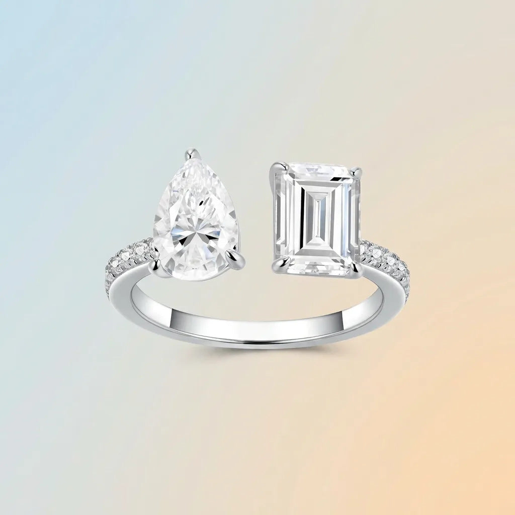 Square Moissanite Open Ring – wholesale moissanite rings