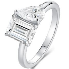 Square Moissanite Open Ring – image 4