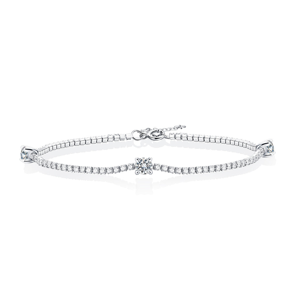 Square Three-Stone Moissanite Bracelet – image 4