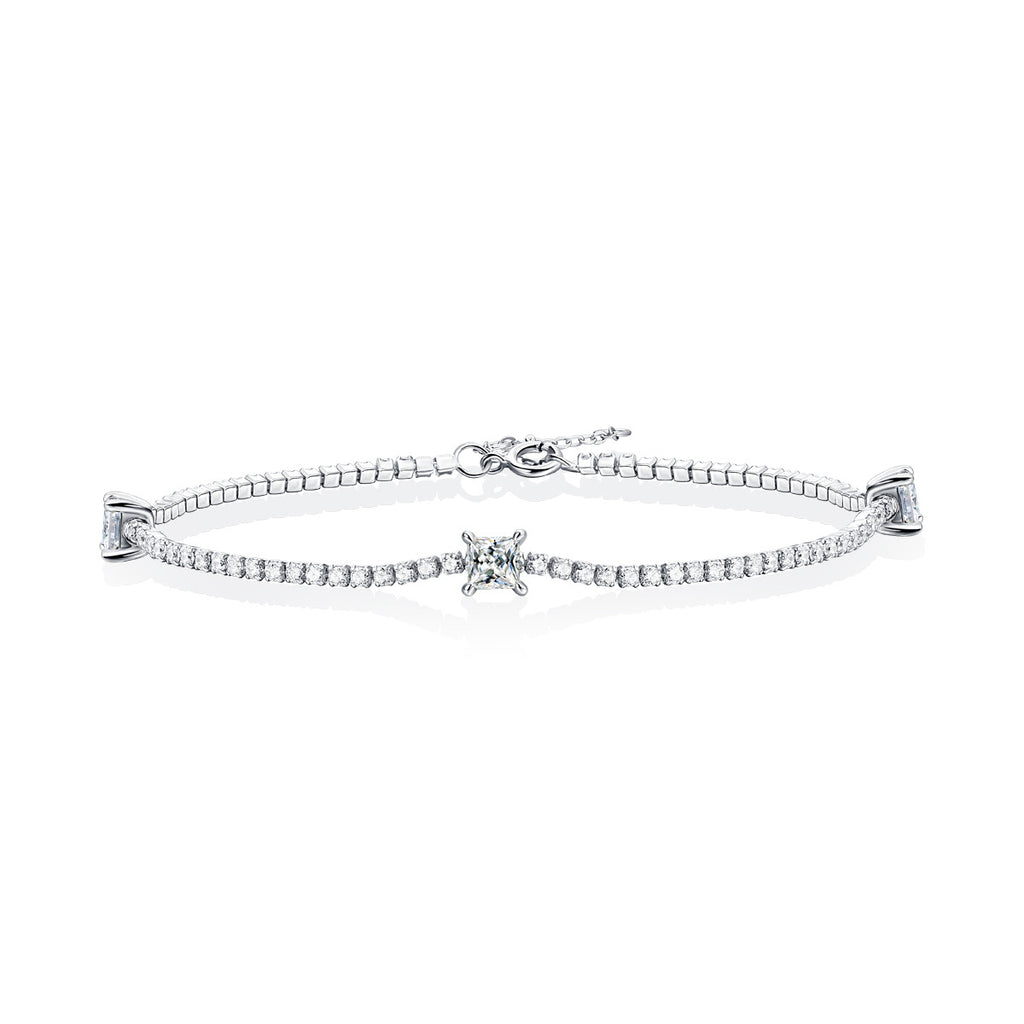 Square Three-Stone Moissanite Bracelet – image 5