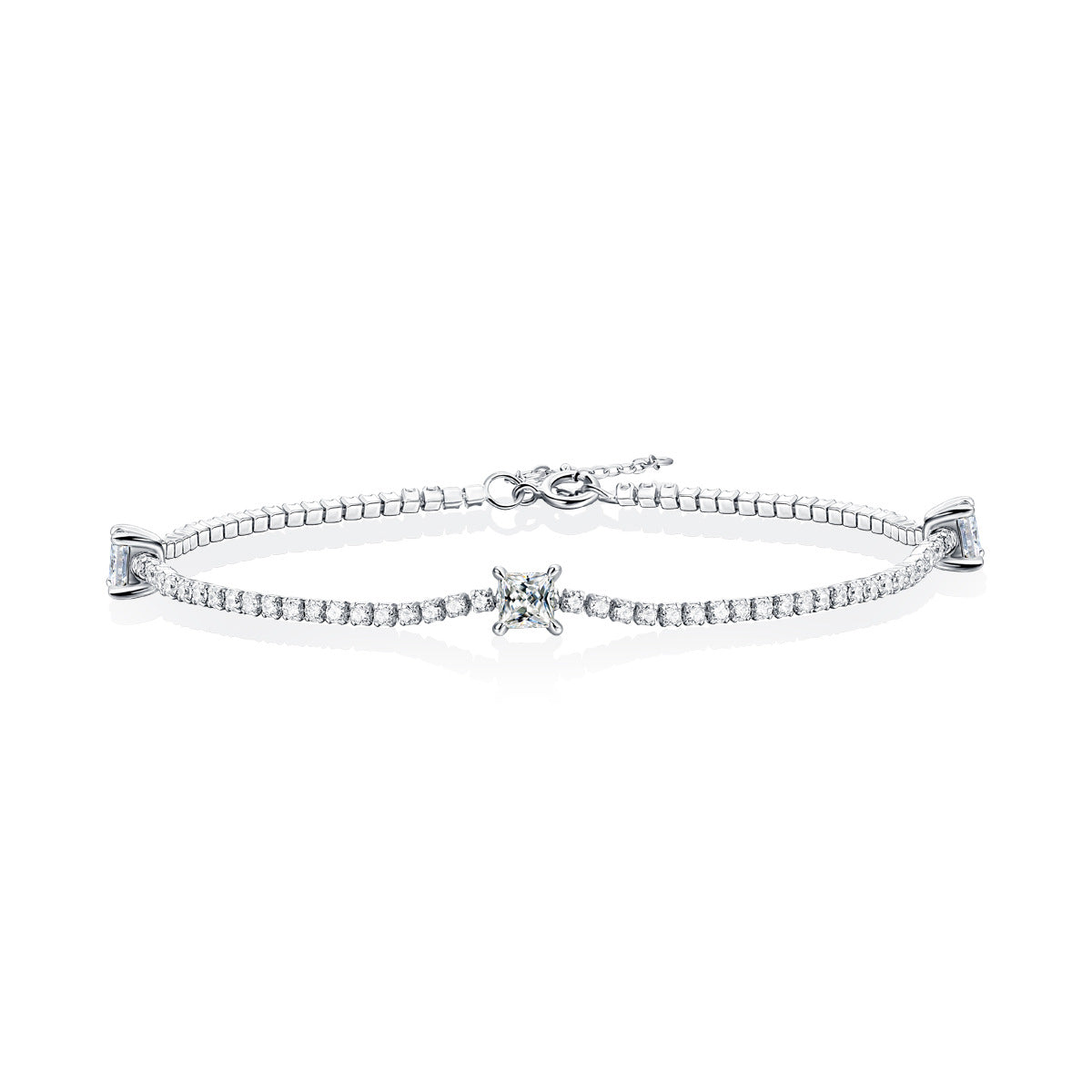 Square Three-Stone Moissanite Bracelet – image 5