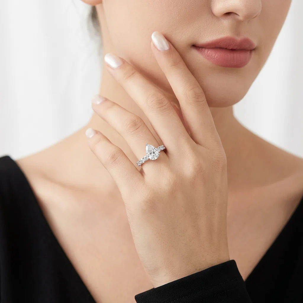 Stackable Pear-Cut Moissanite Ring – wholesale moissanite rings