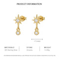 Dainty Starburst CZ Drop Earrings, Gold Plated – image 6