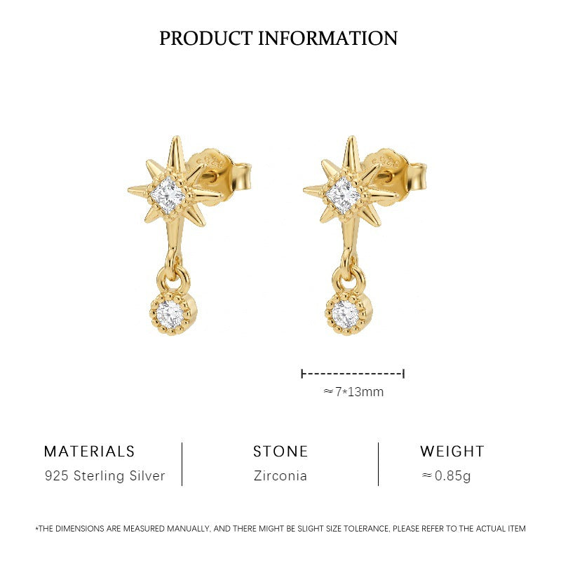 Dainty Starburst CZ Drop Earrings, Gold Plated – image 6