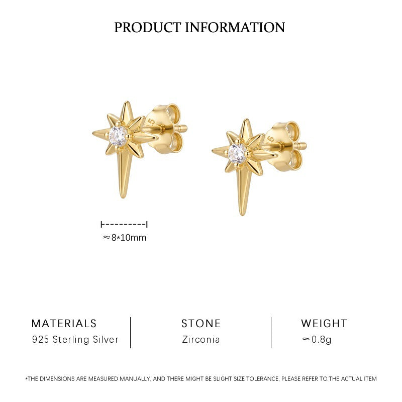 Dainty Starburst CZ Drop Earrings, Gold Plated – image 7