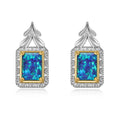 Stud Earrings Set with Synthetic Blue Opal