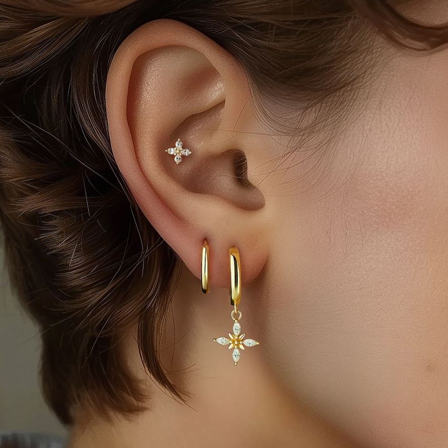 Stud Earrings Set with Zircon – detail view 3