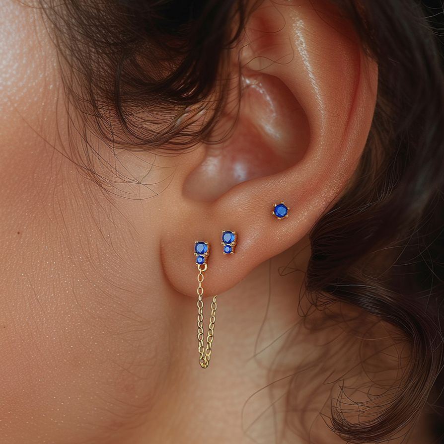 Stud Earrings with Colorful Zirconia