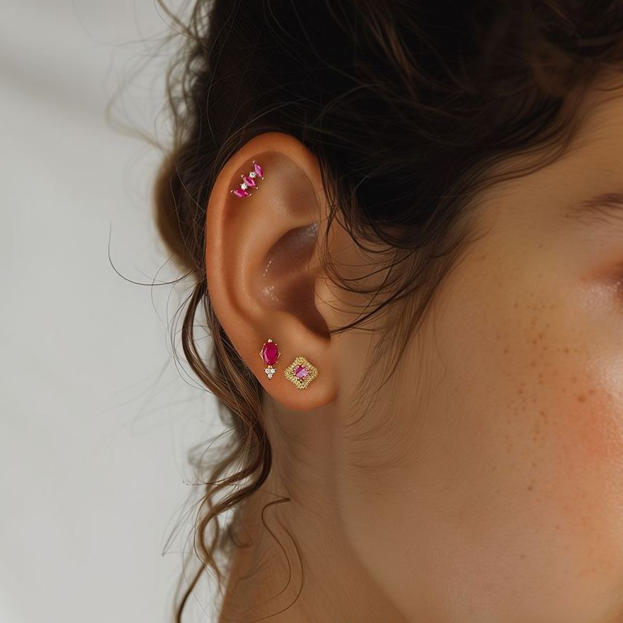 Stud Earrings with Colorful Zirconia – stud earrings in bulk