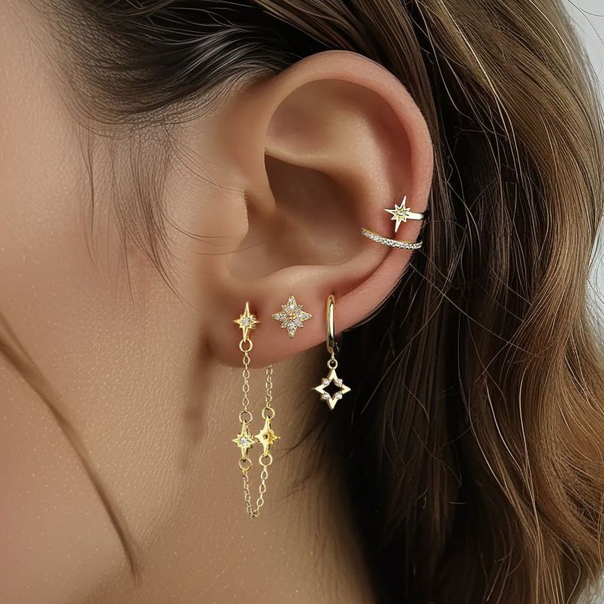 Cubic Zirconia Stud Earrings YCE365 – detail view 3