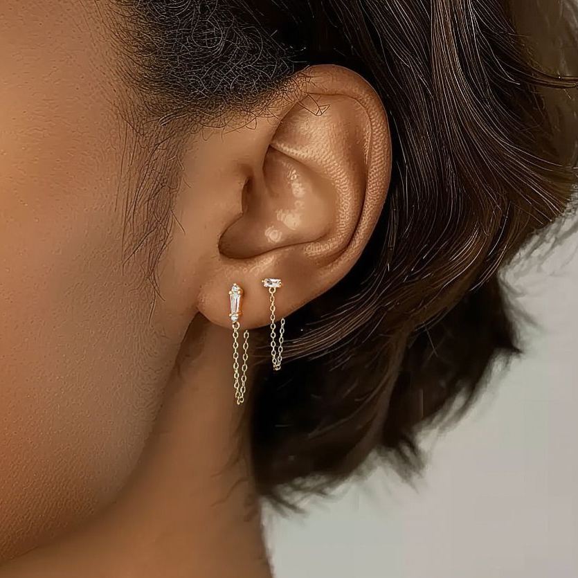 Cubic Zirconia Stud Earrings YCE253 – detail view 3