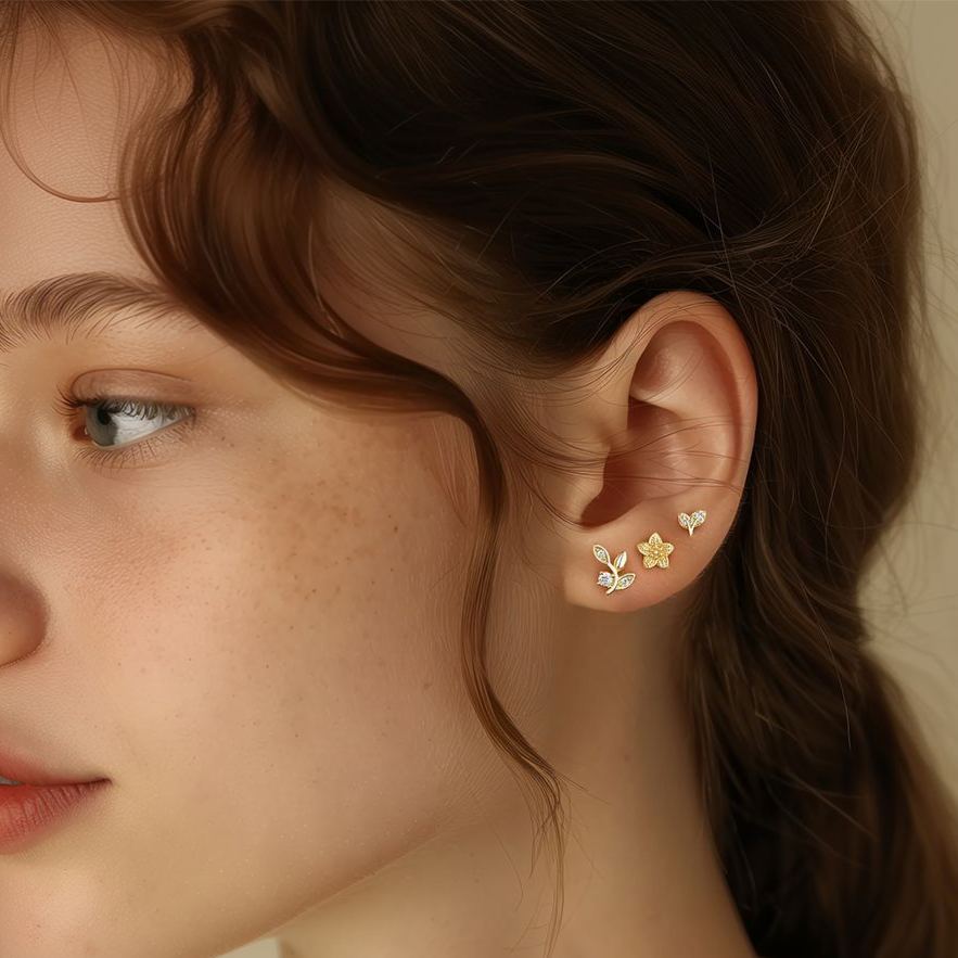 Cubic Zirconia Stud Earrings YCE427 – detail view 3