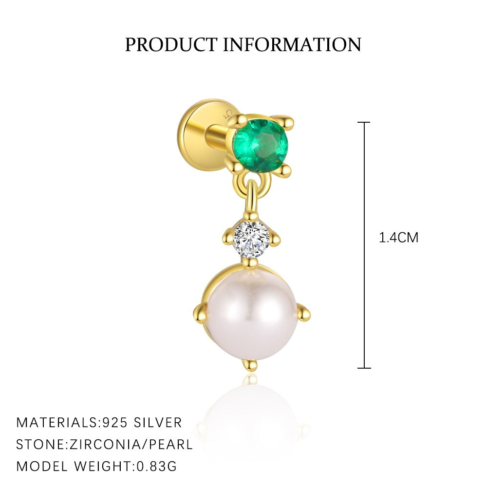 Stud Earrings with Green Zirconia – image 9