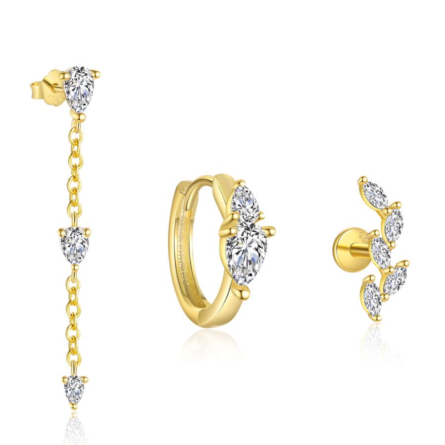 Stud Earrings with Sparkling Zirconia