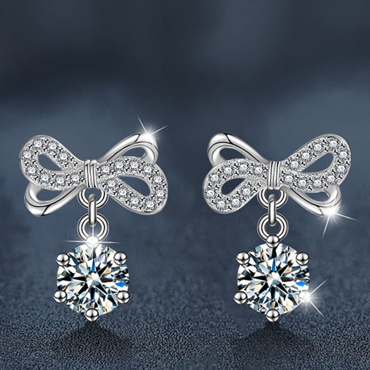 Elegant Bow Moissanite Earrings – wholesale moissanite jewelry