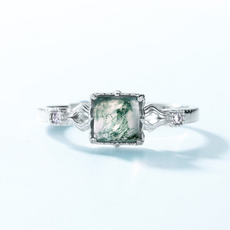 Sugar Cube Green Moss Ring