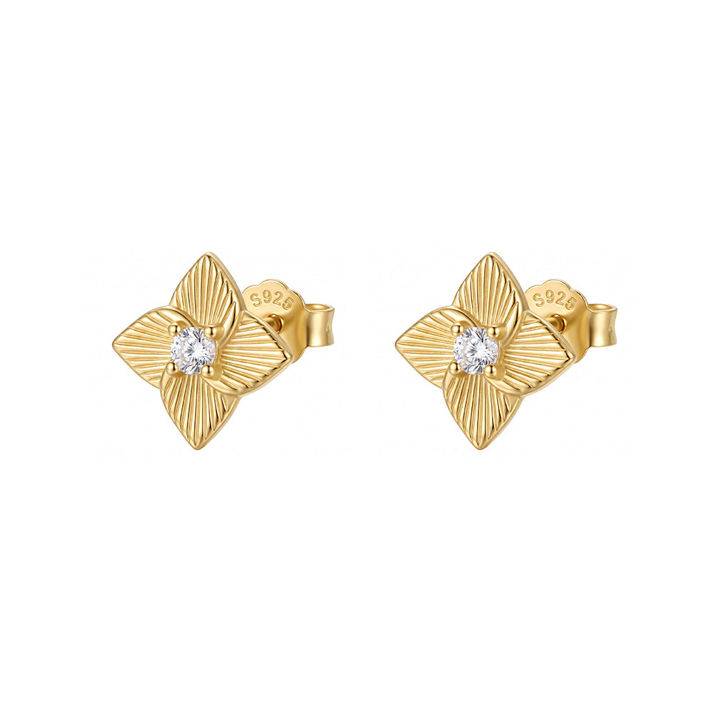 Vintage Sunburst Flower Stud Earrings, Gold Plated – stud earrings in bulk