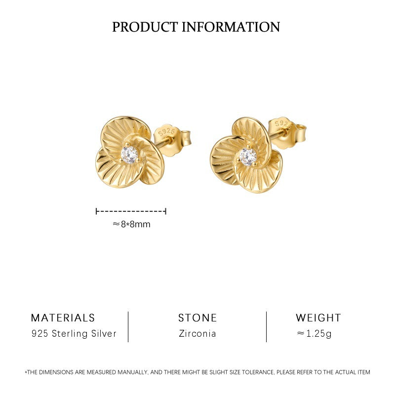 Vintage Sunburst Flower Stud Earrings, Gold Plated – image 8