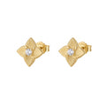 Vintage Sunburst Flower Stud Earrings, Gold Plated – image 9