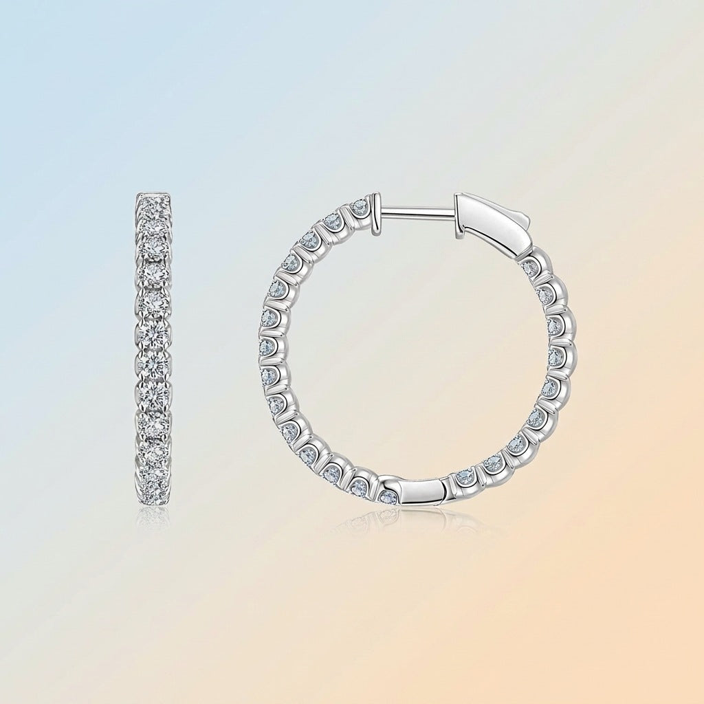 Super-Sparkly Large Hoop Earrings with Moissanite – wholesale moissanite jewelry