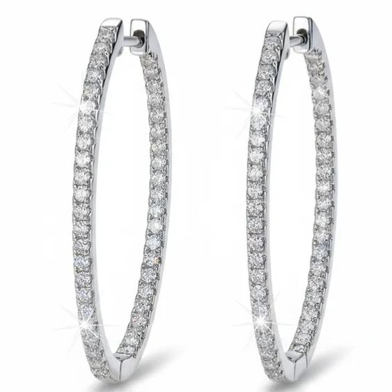 Super-Sparkly Large Hoop Earrings with Moissanite – image 4