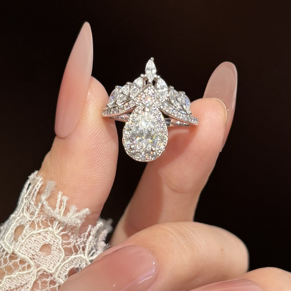 Teardrop Moissanite Ring