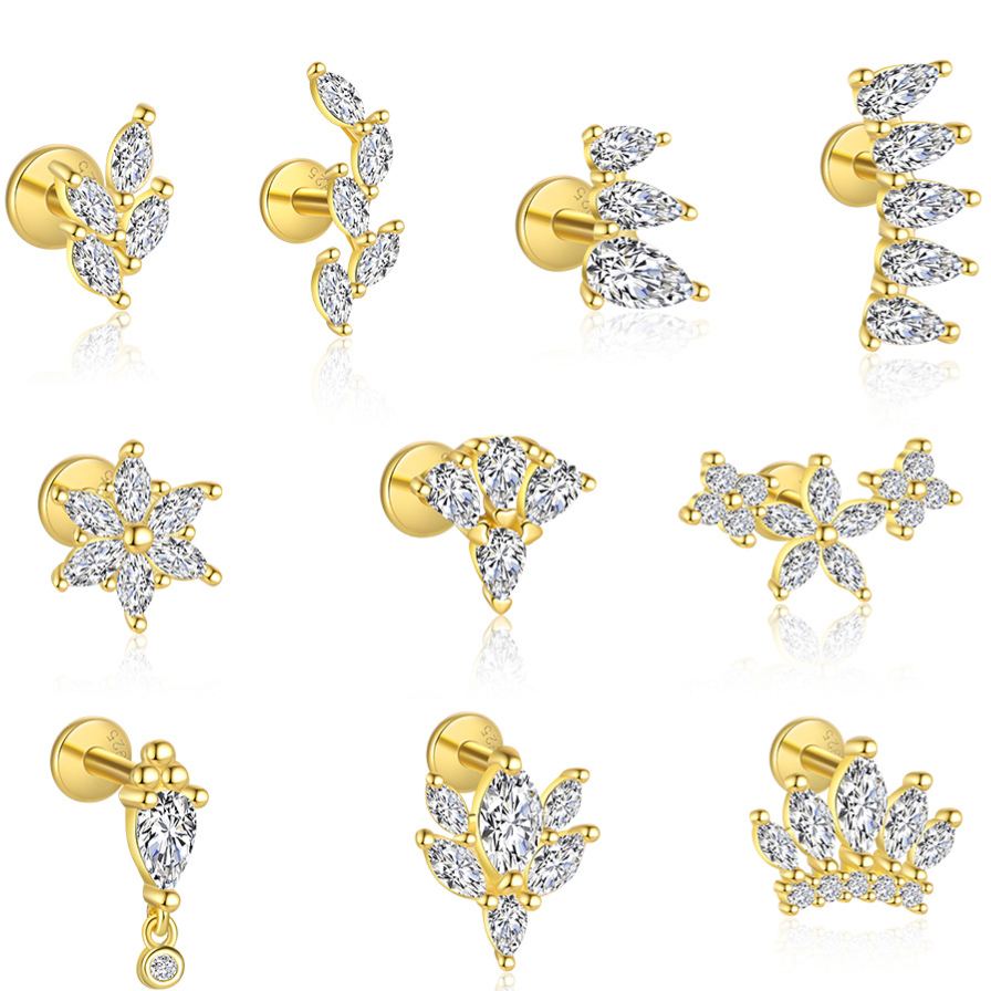 Teardrop-Shaped Stud Earrings with Zirconia