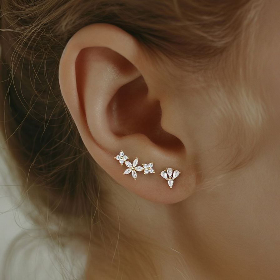 Teardrop-Shaped Stud Earrings with Zirconia – stud earrings in bulk