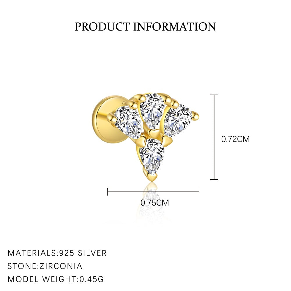 Teardrop-Shaped Stud Earrings with Zirconia – image 6