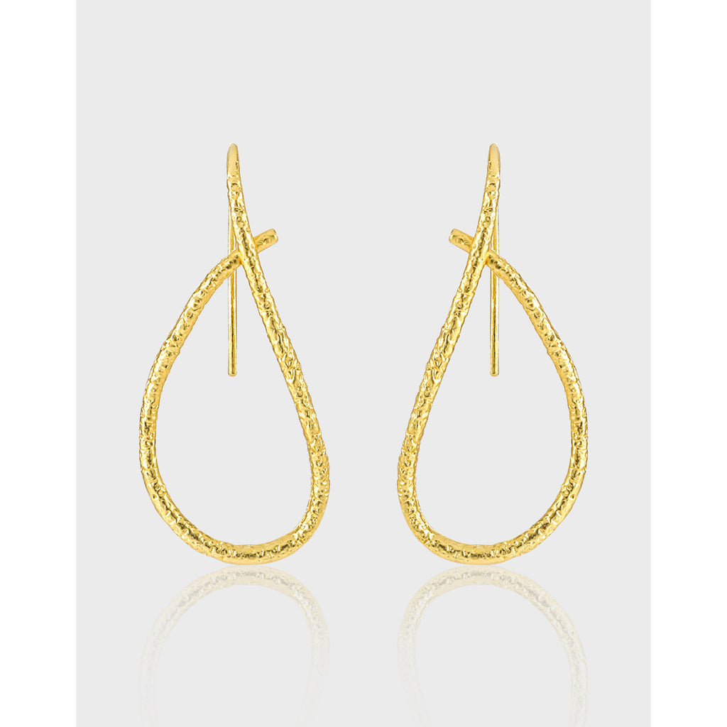 Textured Teardrop Threader Earrings