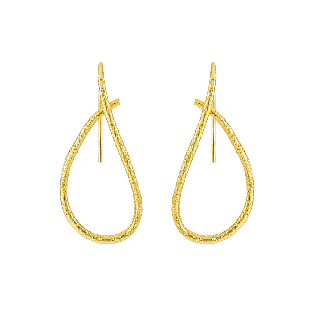 Textured Teardrop Threader Earrings – image 7