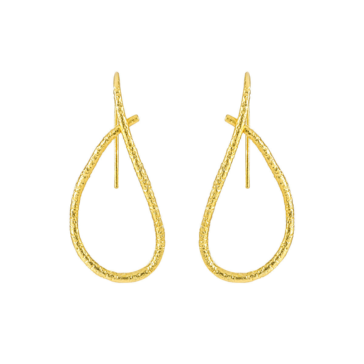 Textured Teardrop Threader Earrings – image 7