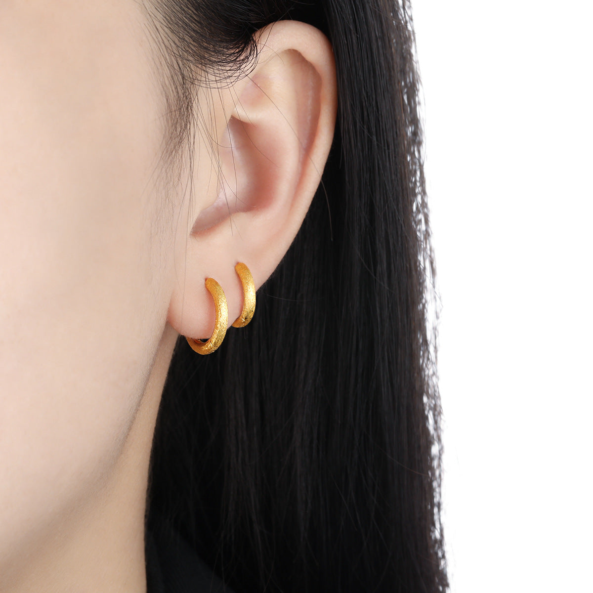 Textured Huggie Hoop Earrings – image 4