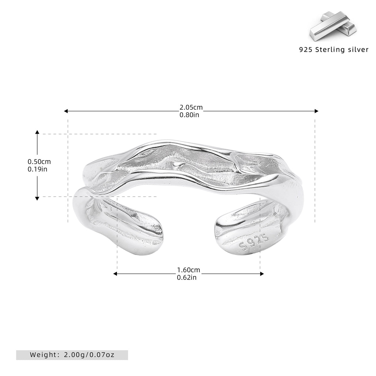 Textured Irregular Open Ring – image 6