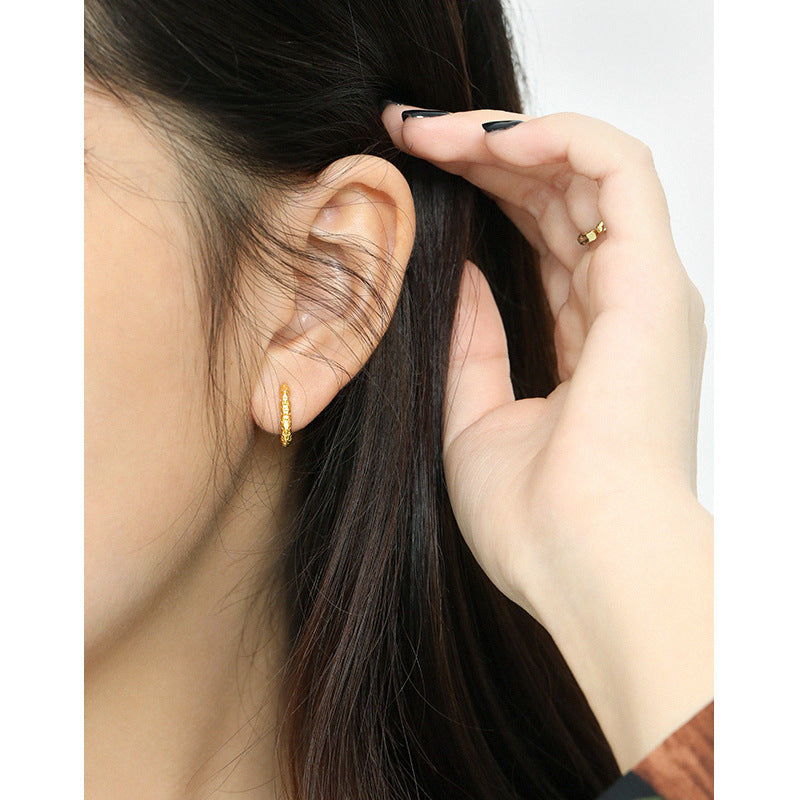 Raw Textured Rounded Rectangle Hoop Earrings – image 4