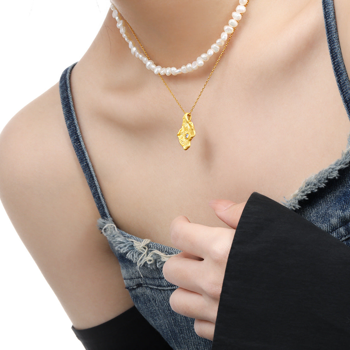 Textured Stone Pendant Necklace – image 6