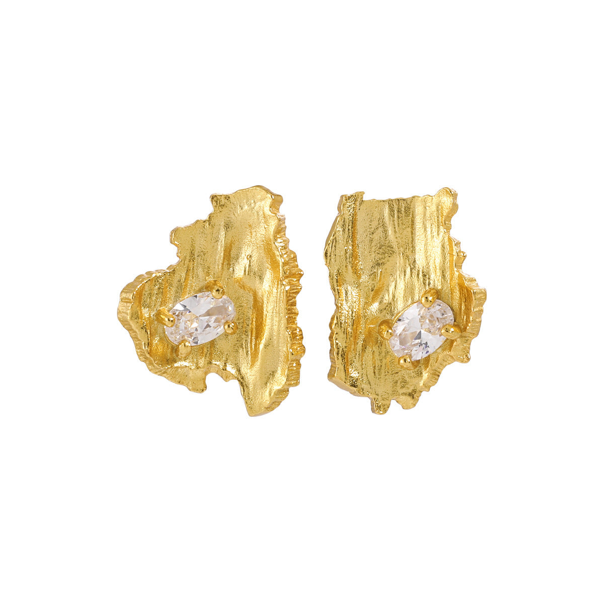 Textured Oval Stone Stud Earrings – image 6