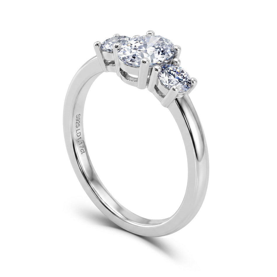 Classic Three Stone Lab Grown Diamond Ring – detail view 3