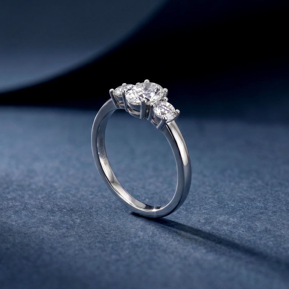 Classic Three Stone Lab Grown Diamond Ring – image 4