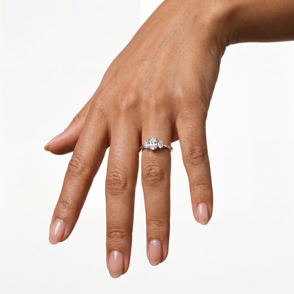 Classic Three Stone Lab Grown Diamond Ring – image 5